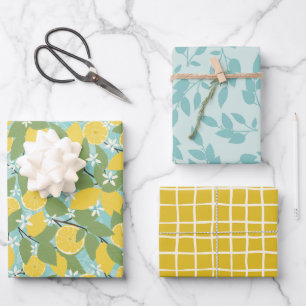 Papier d'enveloppement de citrons frais série de 3