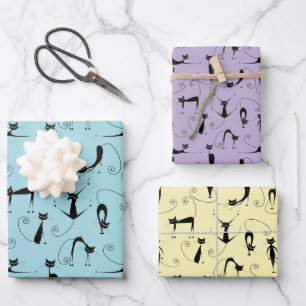 Papier d'enveloppement de conception Crazy Cats