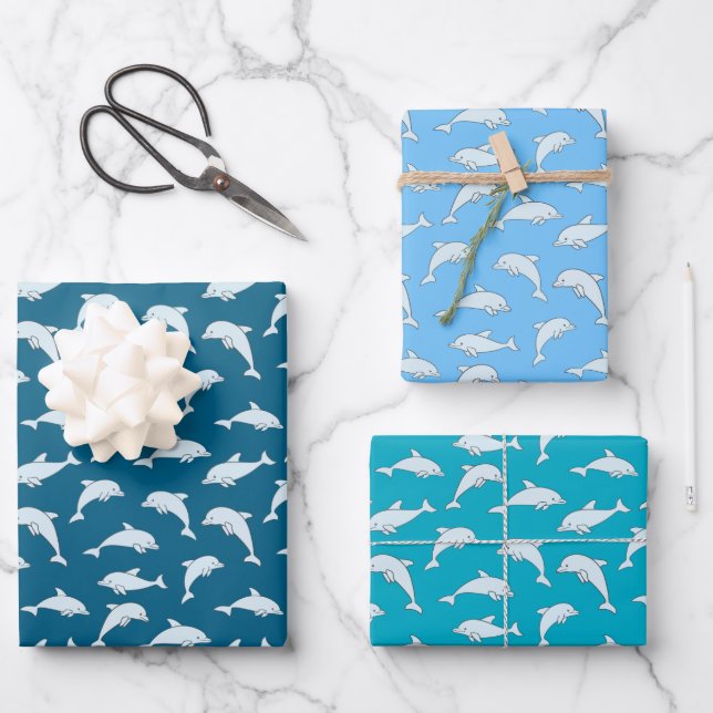 Papier d'enveloppement de conception de dauphins (Recto)