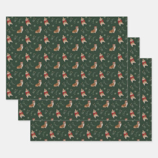 Papier d'enveloppement de corgi saisonnier
