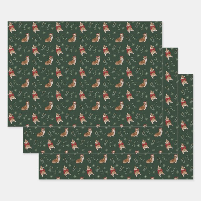 Papier d'enveloppement de corgi saisonnier (Lot)