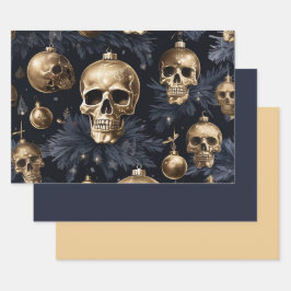 Papier d'enveloppement de crâne d'or 3pc