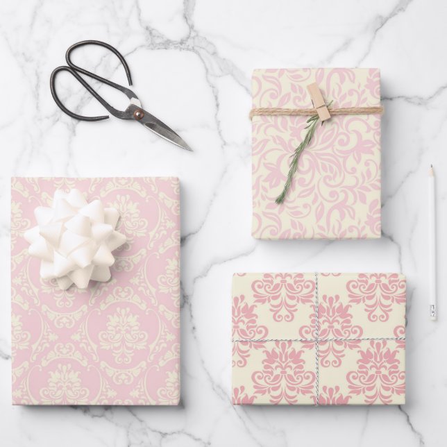 Papier d'enveloppement de Damas élégant (Recto)
