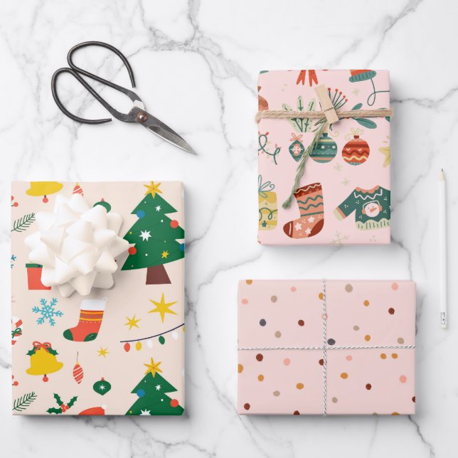 Papier d'enveloppement de décoration de Noël (Recto)