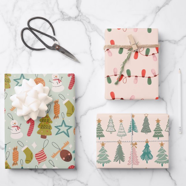 Papier d'enveloppement de décoration de Noël (Recto)