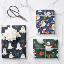 Papier d'enveloppement de fantôme de Noël