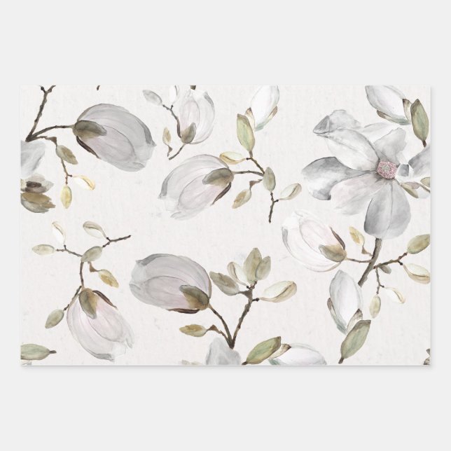 Papier d'enveloppement de fleurs blanches (Devant 2)