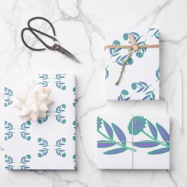 Papier d'enveloppement de fleurs folksy (Recto)