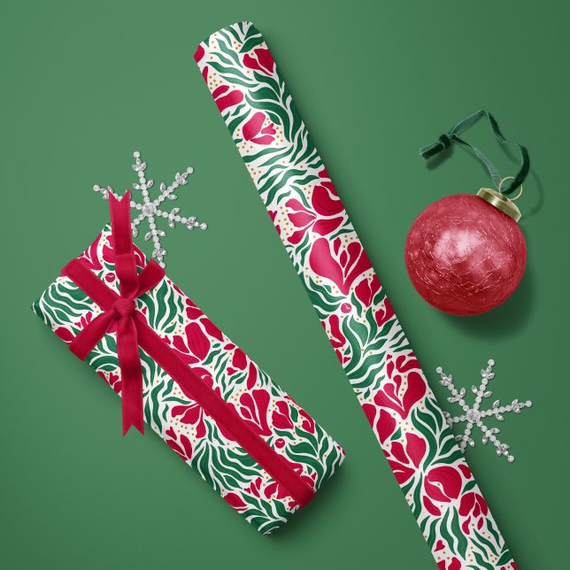 Papier d'enveloppement de fleurs sauvages de vacan (Wild florals holiday gift wrap sheets by Clearlytangled Studio.)