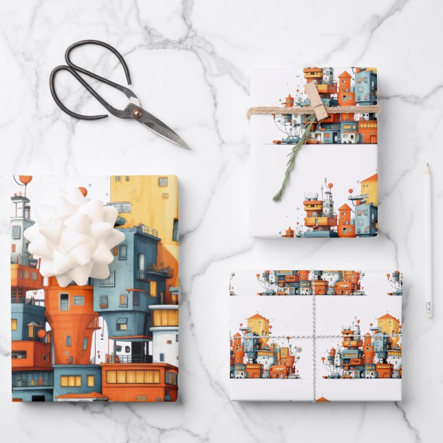Papier d'enveloppement de la ville de dessin - Ani (Recto)