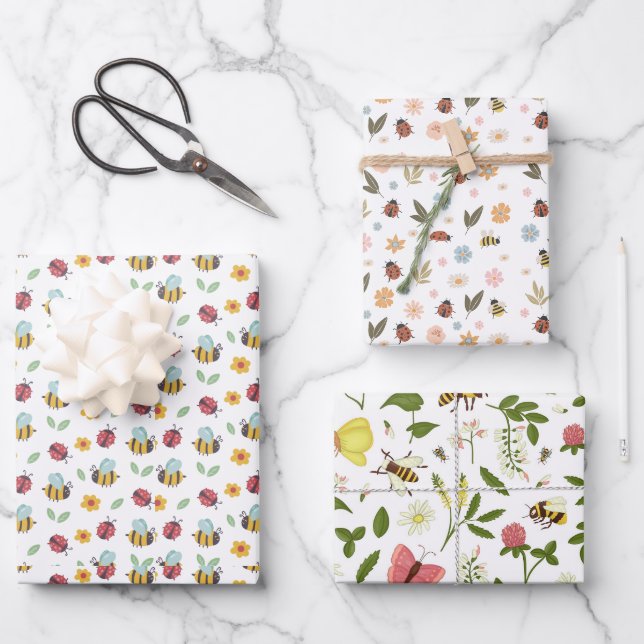 Papier d'enveloppement de l'assortiment d'abeilles (Recto)