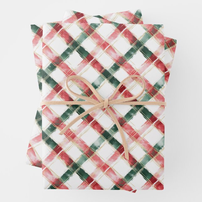 Papier d'enveloppement de Motif vert de Noël (En situation)