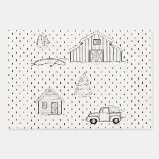 Papier d'enveloppement de Noël de la ferme