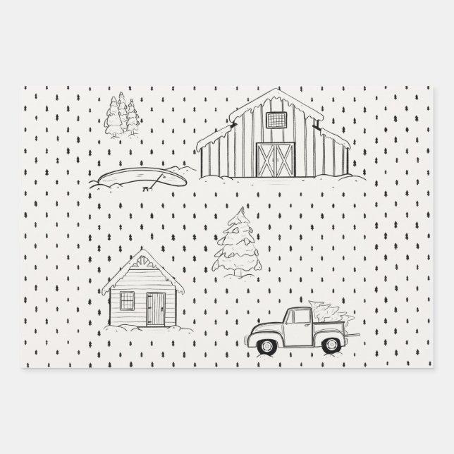 Papier d'enveloppement de Noël de la ferme (Devant)
