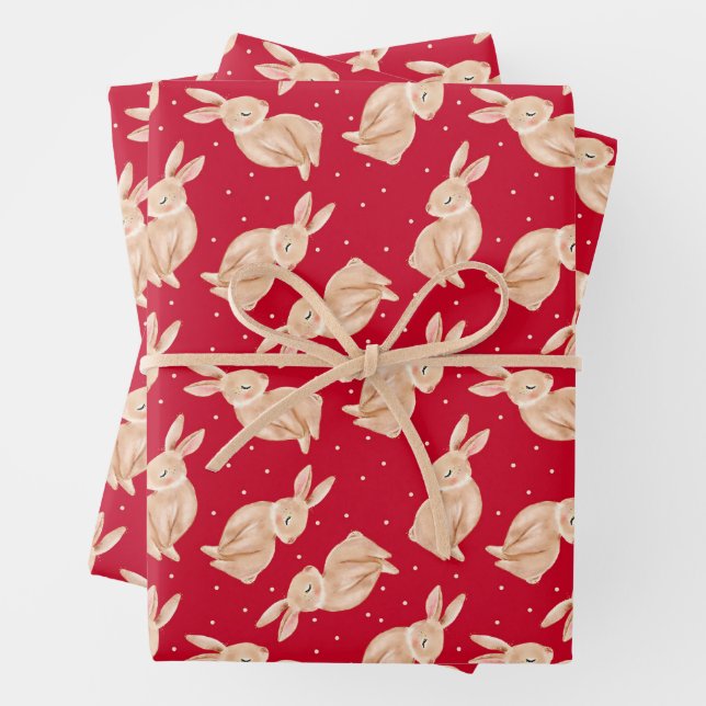 Papier d'enveloppement de Noël de lapin de bois (En situation)