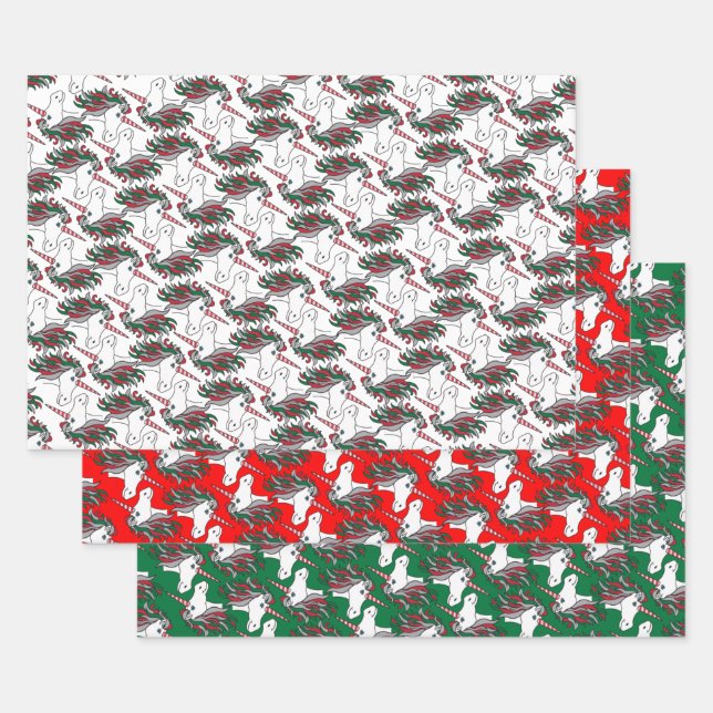 Papier d'enveloppement de Noël de l'Unicorne (Lot)