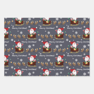 Papier d'enveloppement de Noël de Père Noël gris a