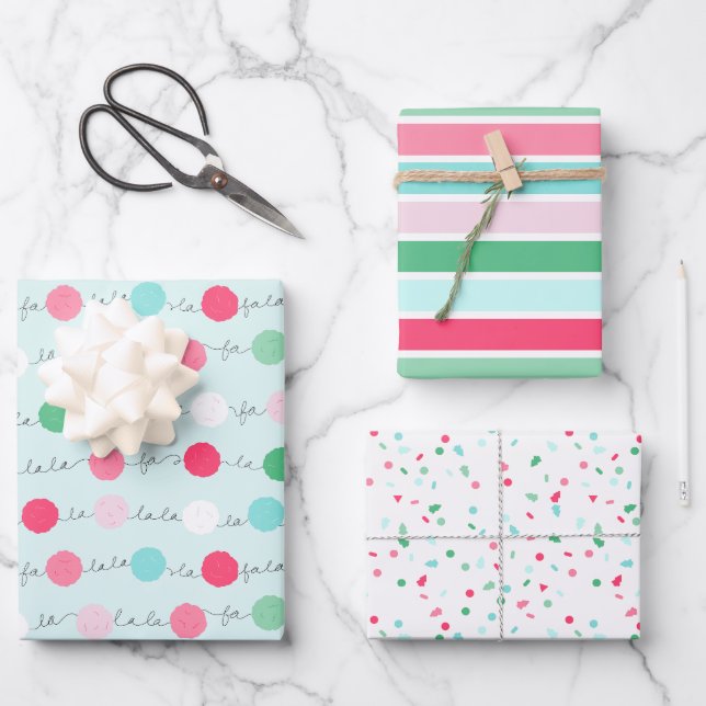 Papier d'enveloppement de Noël Fa La Garland - Tri (Recto)
