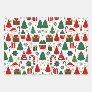 Papier d'enveloppement de Noël festif série de 3