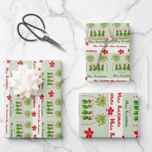 Papier d'enveloppement de Noël Hawaiian Hula (Recto)