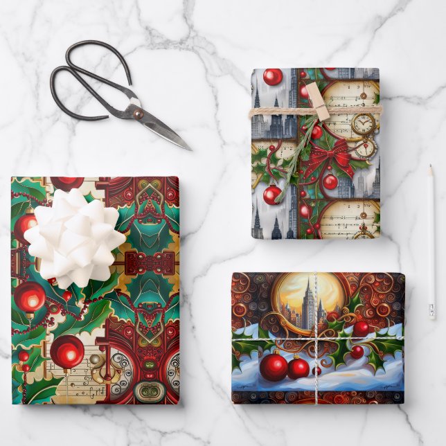 Papier d'enveloppement de Noël inspiré de l'Ephémè (Recto)