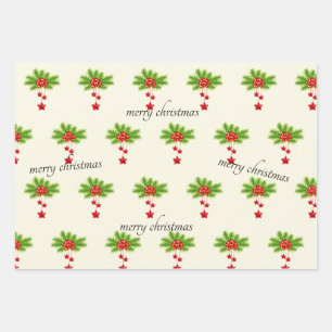 Papier d'enveloppement de Noël Jeu de 3 feuilles p
