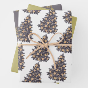 Papier d'enveloppement de Noël Père Noël Gold