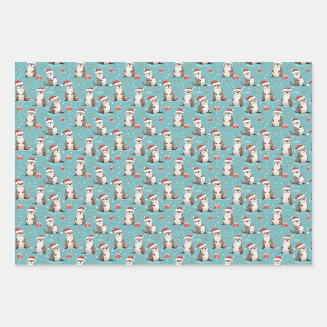Papier d'enveloppement de Noël père Noël Otter (Devant)