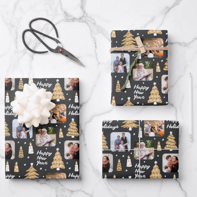 Papier d'enveloppement de Noël personnalisé Blanc  (Recto)