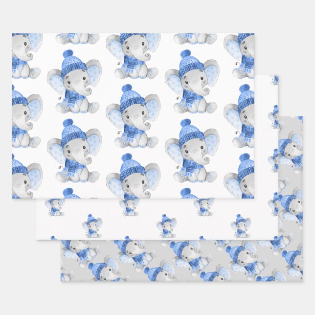 Papier d'enveloppement de Noël pour éléphant garço (Lot)