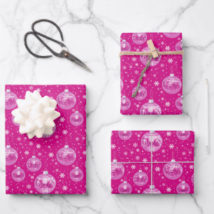 Papier d'enveloppement de Noël Preppy Pink Disco