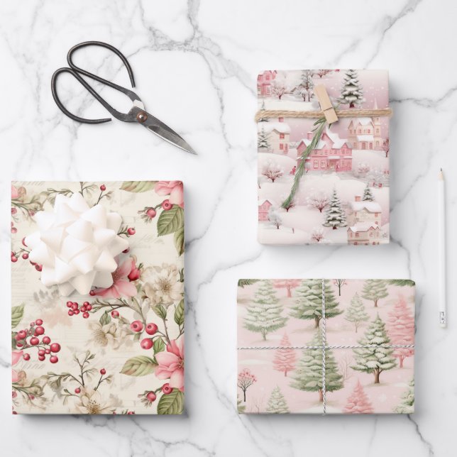 Papier d'enveloppement de Noël rétro (Recto)