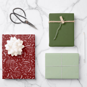 Papier d'enveloppement de Noël rétro classique tir