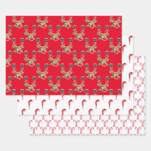Papier d'enveloppement de Noël rétro Red Santa Cla
