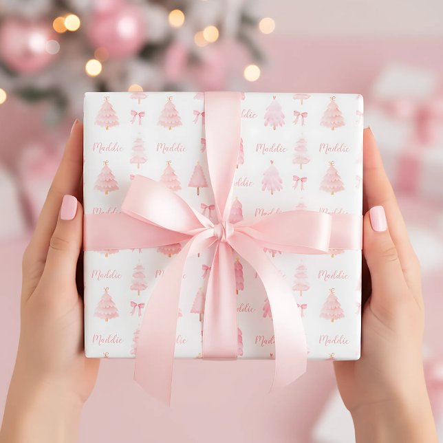 Papier d'enveloppement de Noël rose Preppy (Créateur téléchargé)
