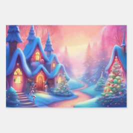 Papier d'enveloppement de Noël série de 3