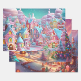 Papier d'enveloppement de Noël série de 3