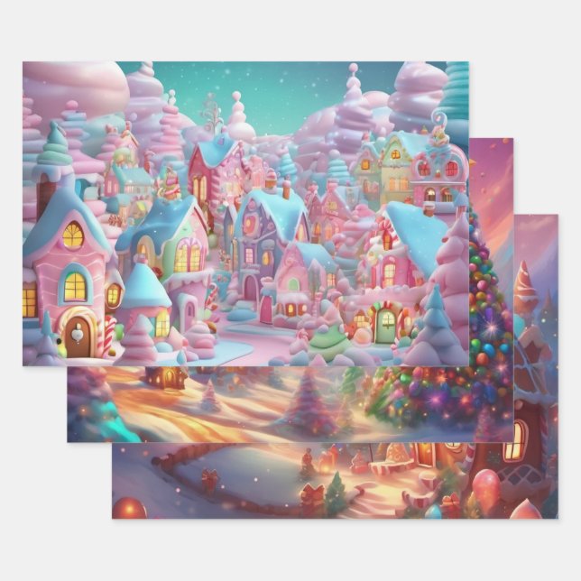 Papier d'enveloppement de Noël série de 3 (Lot)
