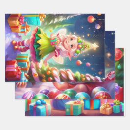 Papier d'enveloppement de Noël série de 3