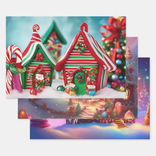 Papier d'enveloppement de Noël série de 3