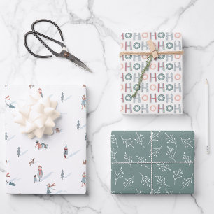 Papier d'enveloppement de Noël vert mignon