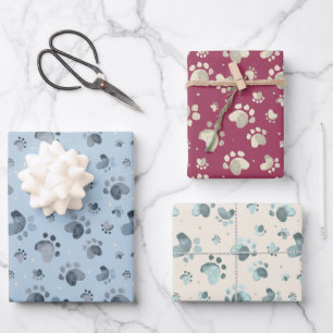 Papier d'enveloppement de pattes de chien d'aquare