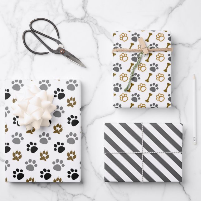 Papier d'enveloppement de pattes de chien série de (Recto)