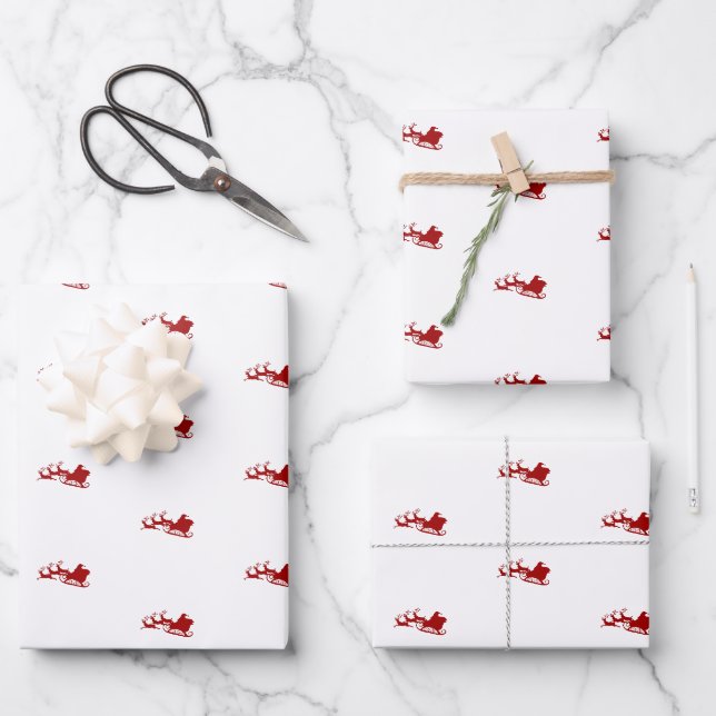 Papier d'enveloppement de Père Noël et de rennes v (Recto)