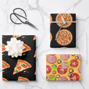 Papier d'enveloppement de pizza   3 feuilles   3 D