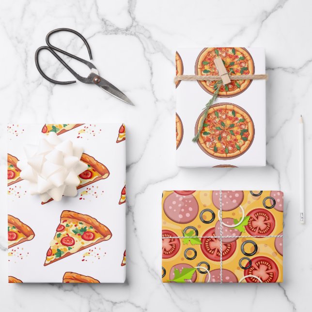 Papier d'enveloppement de pizza | 3 feuilles | 3 D (Recto)