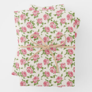 Papier d'enveloppement de roses roses