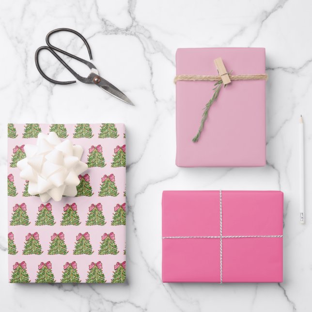 Papier d'enveloppement de sapin de Noël rose Coque (Recto)