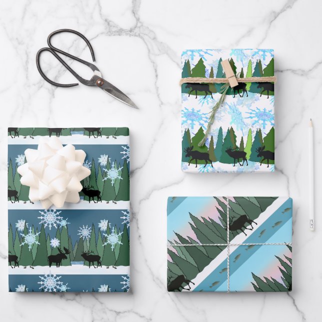 Papier d'enveloppement de vacances d'hiver pour l' (Recto)