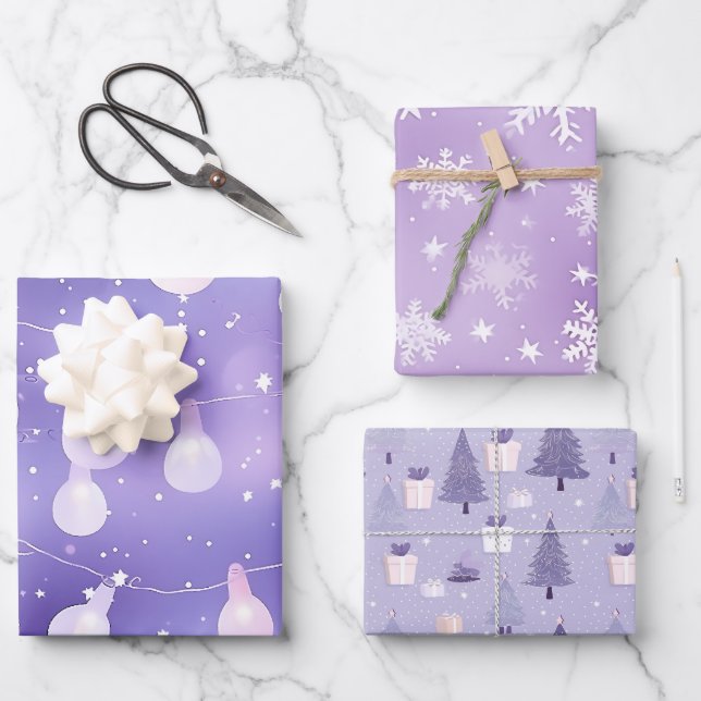 Papier d'enveloppement de vacances Purple Pastel (Recto)